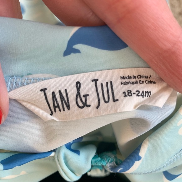 Jan & Jul UV Sunsuit Swimsuit Blue Whales size 18-24M - Picture 6 of 10